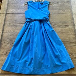 J. Crew Blue Sleeveless V-Neck Midi Dress.